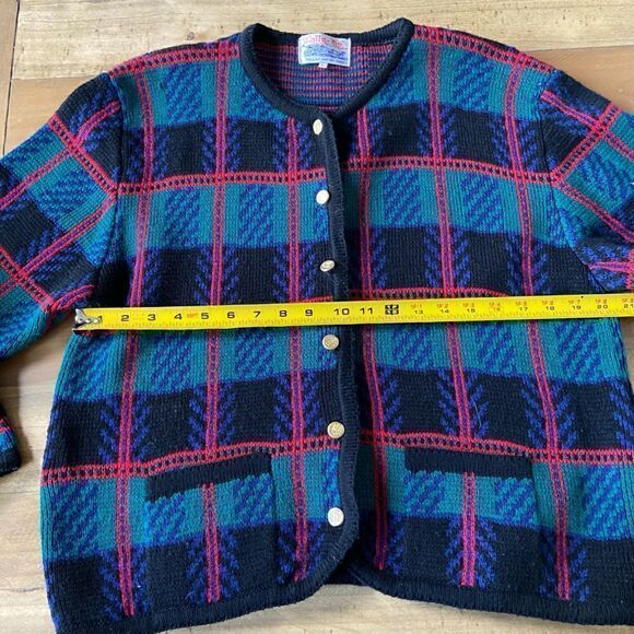 Vintage 1990s Tally-Ho Plaid Cardigan- size Large - Picture 4 of 6